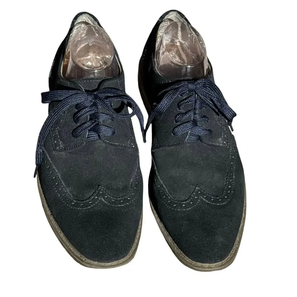 Calvin Klein Greenwich Men’s 11.5 Blue Suede Wingtip Oxford Brogue Shoes